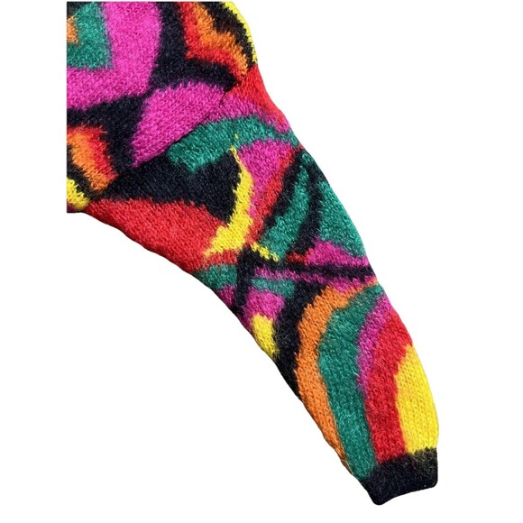 Vintage Classiques Mohair Acrylic Fuzzy Colorful Cardigan Sweater 80s Sz M - Picture 5 of 13